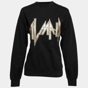 Pre Owned Balmain Black Cotton Oversize Logo Printed Long Sleeve Sweatshirt S