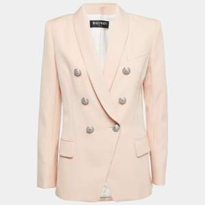 Balmain Light Orange Wool Double Breasted Blazer M