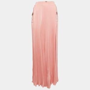 Balmain Pink Knit Fit & Flare High Waist Maxi Skirt S