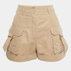 Balmain Beige Linen Blend Cargo Shorts M