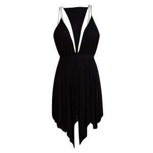 Pre Owned Balmain Black Triangular Front Detail Sleeveless Dress S