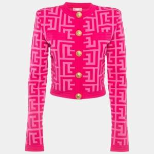 Pre Owned Balmain X Barbie Pink Jacquard Knit Jacket S