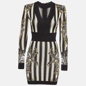 Pre Owned Balmain Multicolor Stripe Lurex Knit Mini Sheath Dress S