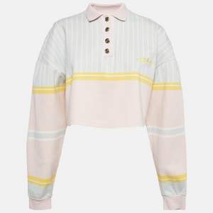 Balmain Multicolor Printed Crop Polo T-Shirt XS