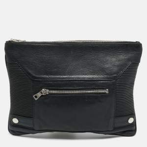 مملوكة مسبقًا Balmain Biker Black Leather Clutch