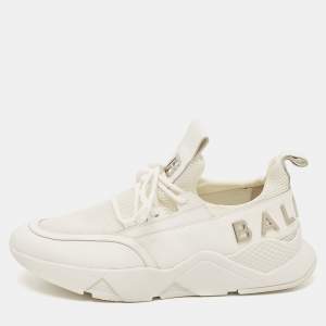 Balmain White Leather and Mesh Lace Up Sneakers Size 39