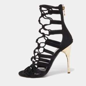 Balmain Black Suede Strappy Sandals Size 36