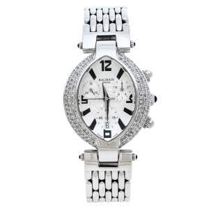 Balmain Silver Stainless Steel and Diamond Excessive Chronograph 5831 Women's Wristwatch 32 mm