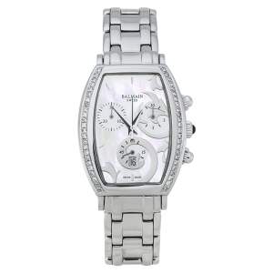 Balmain White Mother of Pearl Stainless Steel Arcade Chronograph Women's Wristwatch 30 mm