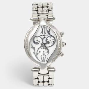 Balmain Mother of Pearl Stainless Steel Diamonds Excessive Chrono 5655 Women's Wristwatch 34 mm