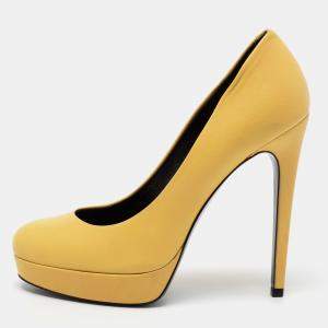 Barbara Bui Yellow Leather Platform Pumps Size 38