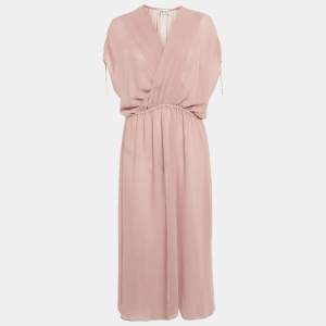 Pre Owned Baruni Mauve Sheer Crepe Maxi Dress XL