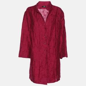 Basler Fuchsia Linen Blend Embroidered Shirt XXL 