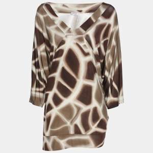 Pre Owned Basler Brown Printed Jersey Top XXL