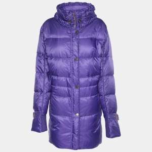 Pre Owned Basler Purple Nylon Puffer Buckle Drawstring Jacket XL