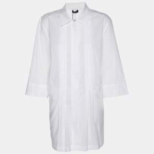 Pre Owned Basler White Cotton Front Zip Short Sleeve Shirt XL