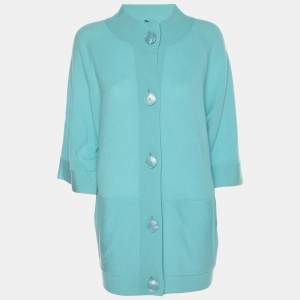 Pre Owned Basler Blue Knit Buttoned Sweater XXL