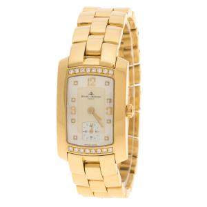 Baume and Mercier Mother of Pearl 18K Yellow Gold and Diamond Hampton Milleis Women's Wristwatch 22 mm