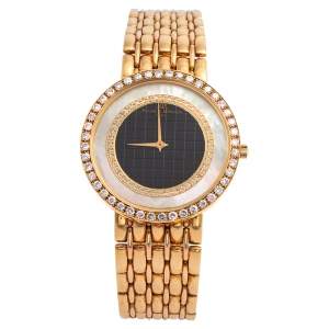 Baume & Mercier Mother Of Pearl 18k Yellow Gold Diamonds Classic 15156 988 Men's Wristwatch 32 mm
