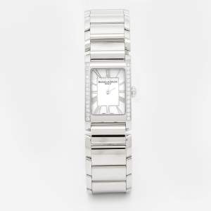 Baume and Mercier Mother of Pearl Stainless Steel Diamond Hampton 65406 Women's Wristwatch 20 mm