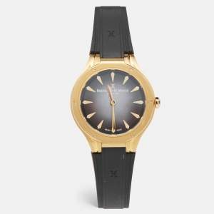 Bernhard H. Mayer Black Mother Of Pearl Effect Gold PVD Plated Stainless Steel Rubber Le Classique BH34P/CW Women's Wristwatch 35 mm