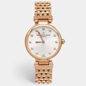 Bernhard H. Mayer Silver Dial Rose Gold PVD Coated Stainless Steel Lurve Diamond BH49W/CW Women's Wristwatch 30 mm