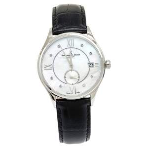 Bernhard H. Mayer Mother Of Pearl Stainless Steel Leather Diamond Muses Women's Wristwatch 36 mm