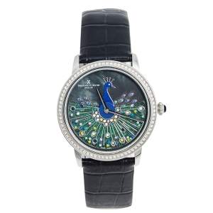 Bernhard H.Mayer Multicolor Stainess Steel Leather Diamond Peacock BH26/CW Women's Wristwatch 38 mm