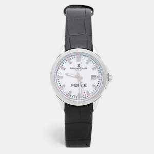 Bernhard H. Mayer White Stainless Steel Leather Force Quantum 41601.623.1 Women's Wristwatch 35 mm