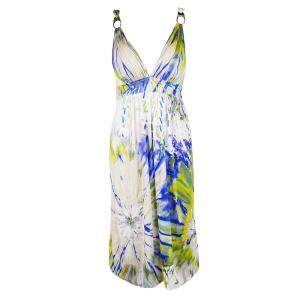 Blumarine Multicolour Embellished Sleeveless Silk Dress M