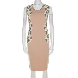 Blumarine Beige Knit Gold Embroidered Detail Dress M
