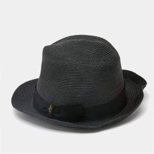 Borsalino Black Straw Treccia Canapa Hat 
