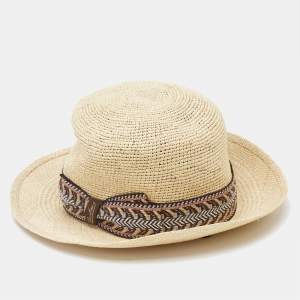 Borsalino Brown Straw Semi Crochet Panama Hat 