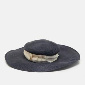 Borsalino Blue Wide Brim Paglia Panam Hat M