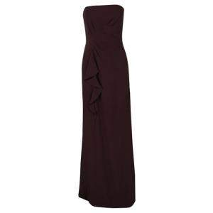 Pre Owned Boss By Hugo Boss Burgundy Draped Strapless Dilusia Maxi Dress M