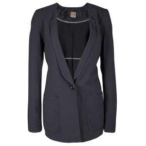 Pre Owned Boss Orange By Hugo Boss Grey Lace Insert Detail Orestina Blazer S