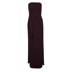 Pre Owned Boss By Hugo Boss Burgundy Draped Strapless Dilusia Maxi Dress M