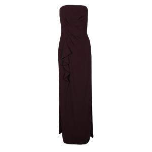 Boss By Hugo Boss Burgundy Draped Strapless Dilusia Maxi Dress M