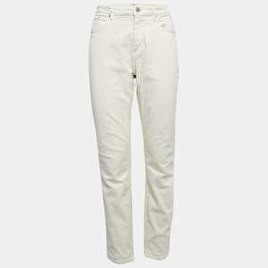 Pre Owned Boss By Hugo Boss White Denim The Jackie Slim Crop Jeans M Waist 30"