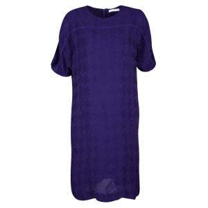 Pre Owned Boss By Hugo Boss Purple Textured Short Sleeve Shift Dress S