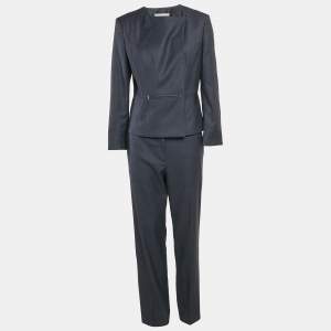 Pre Owned Boss By Hugo Boss Blue Wool Pants Set M