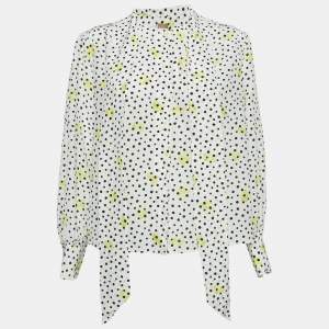 Boss By Hugo Boss White Polka Dots Silk Baboah Blouse M