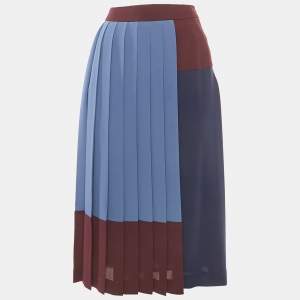 Boss By Hugo Boss Blue Chiffon Pleated Midi Skirt S
