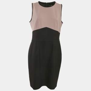 Boss by Hugo Boss Black/Purple Crepe Sleeveless Dalota Short Dress L