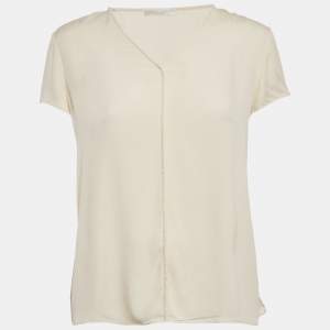 Boss By Hugo Boss Off-White Crepe V-Neck Top S