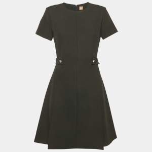 Boss By Hugo Boss Black Stretch Crepe Pleated Destena Dress S