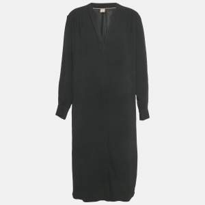 مملوكة مسبقًا فستان بوس باي هوغو بوس كريب أسود قصير كبير