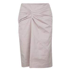Pre Owned Boss By Hugo Boss Grey Ruched Stretch Cotton Pencil Skirt M