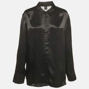 Pre Owned Boss By Hugo Boss Black Sateen Beruta Shirt XL