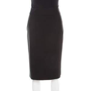 Pre Owned Boss By Hugo Boss Black Stretch Wool Tailored Pencil Skirt M